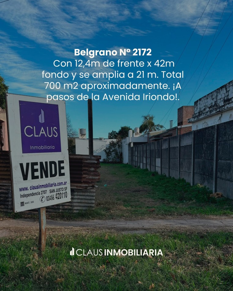LOTE baldio CENTRICO! En Venta